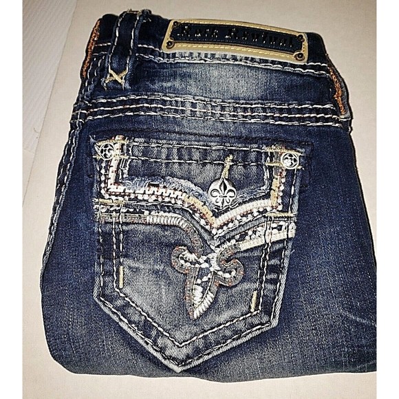 Rock Revival Betty Jeans Straight Women 24 Blue Medium Wash Stretch Thick Stitch - Picture 12 of 12